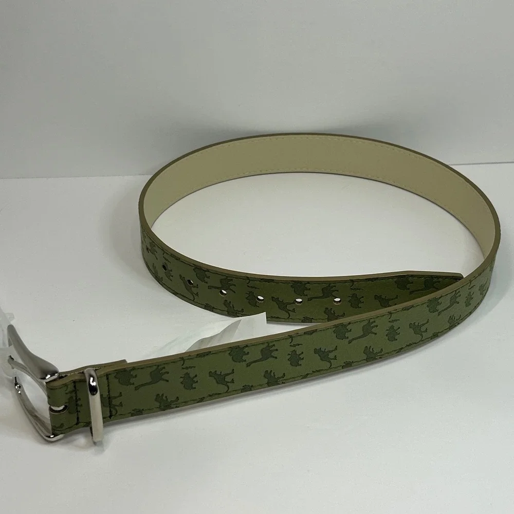 Wonder‎ Nation Boys Dinosaur Print Belt Olive Green Silver Buckle Size Medium